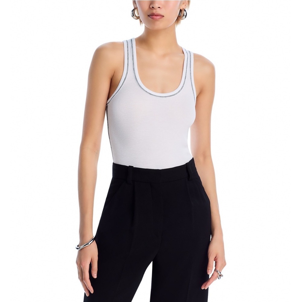 ATM Anthony Thomas Melillo Ribbed Boy Tank White Contrast Stitch XL NEW